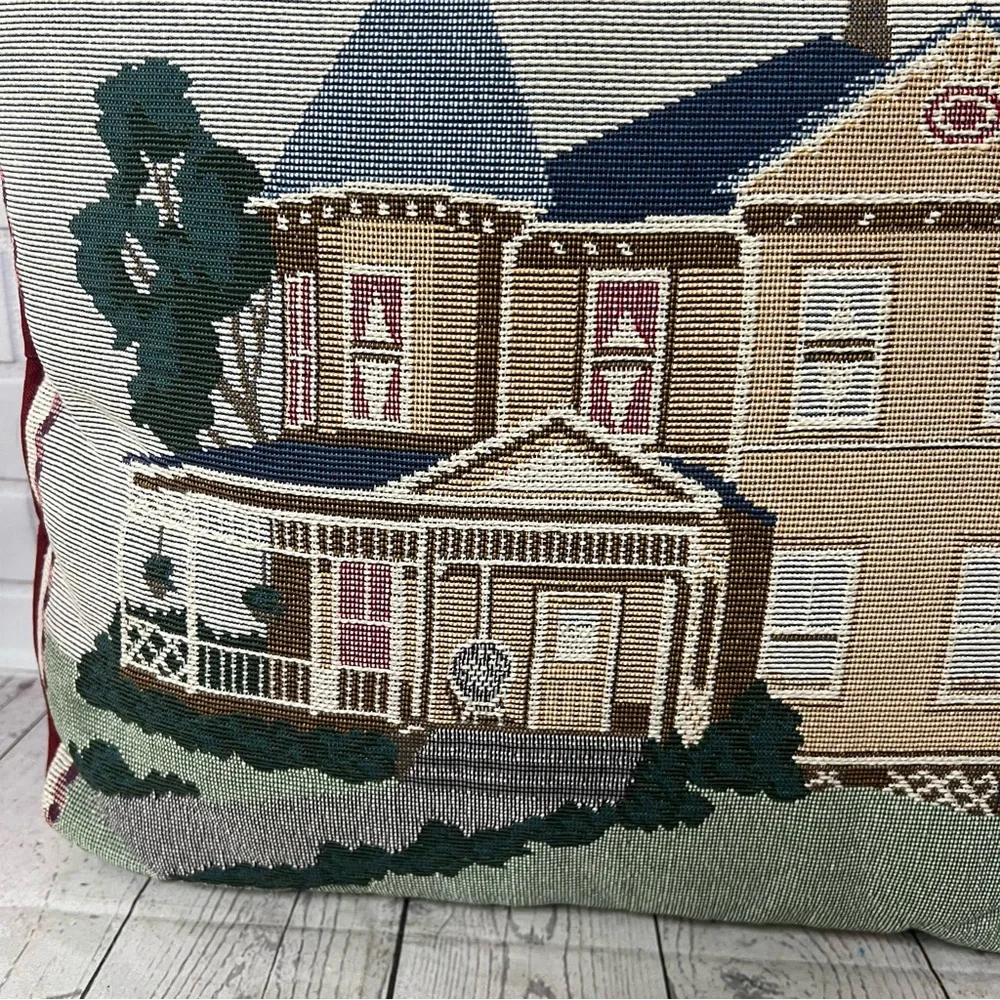 Cottage Core Tapestry Bless This Home Accent Throw Pillow Victorian House VTG